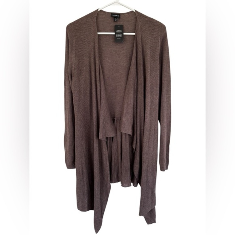 NWT Torrid Women's Brown Open Knit Long Sleeve Open Front Peplum Cardigan Size 1